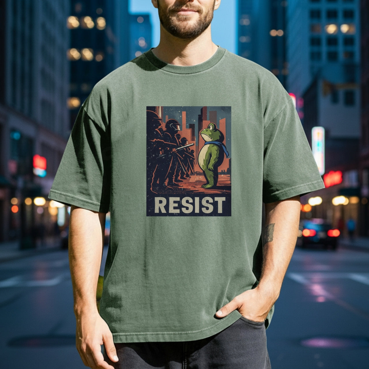 Resist Portland Frog Shirt – Funny Rebel Graphic Tee – No Kings Freedom Design