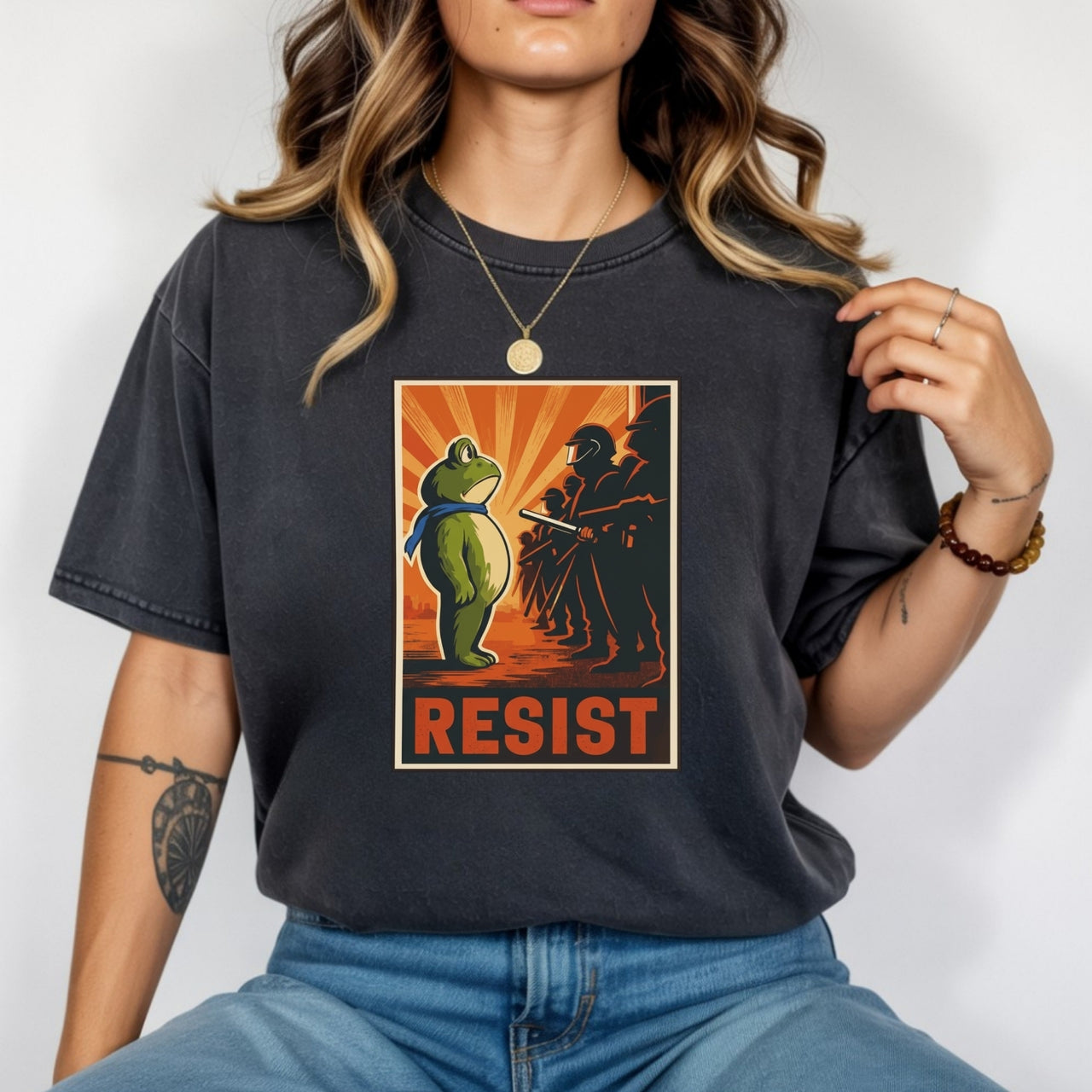 Portland Frog Shirt – Funny Rebel Graphic Tee – No Kings in America Parody Design