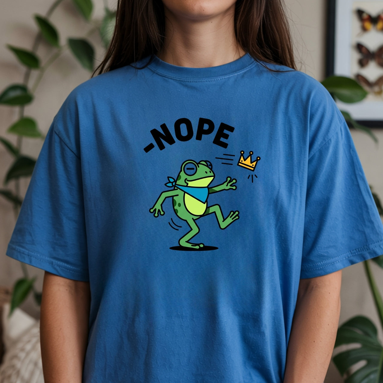 No Kings Streetwear T-Shirt – Frog Graphic Cotton Top for Men & Women