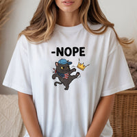 No Kings in America Tee – Black Cat Parody Shirt – Liberty & Humor Graphic Top