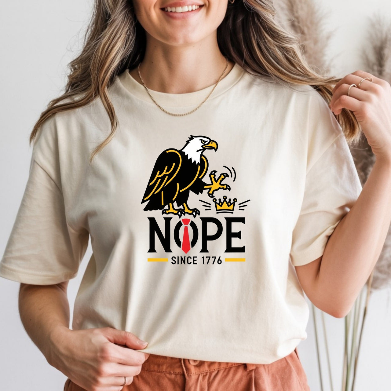 No Kings in America Shirt – Bald Eagle Graphic Tee – Funny Liberty Parody Top