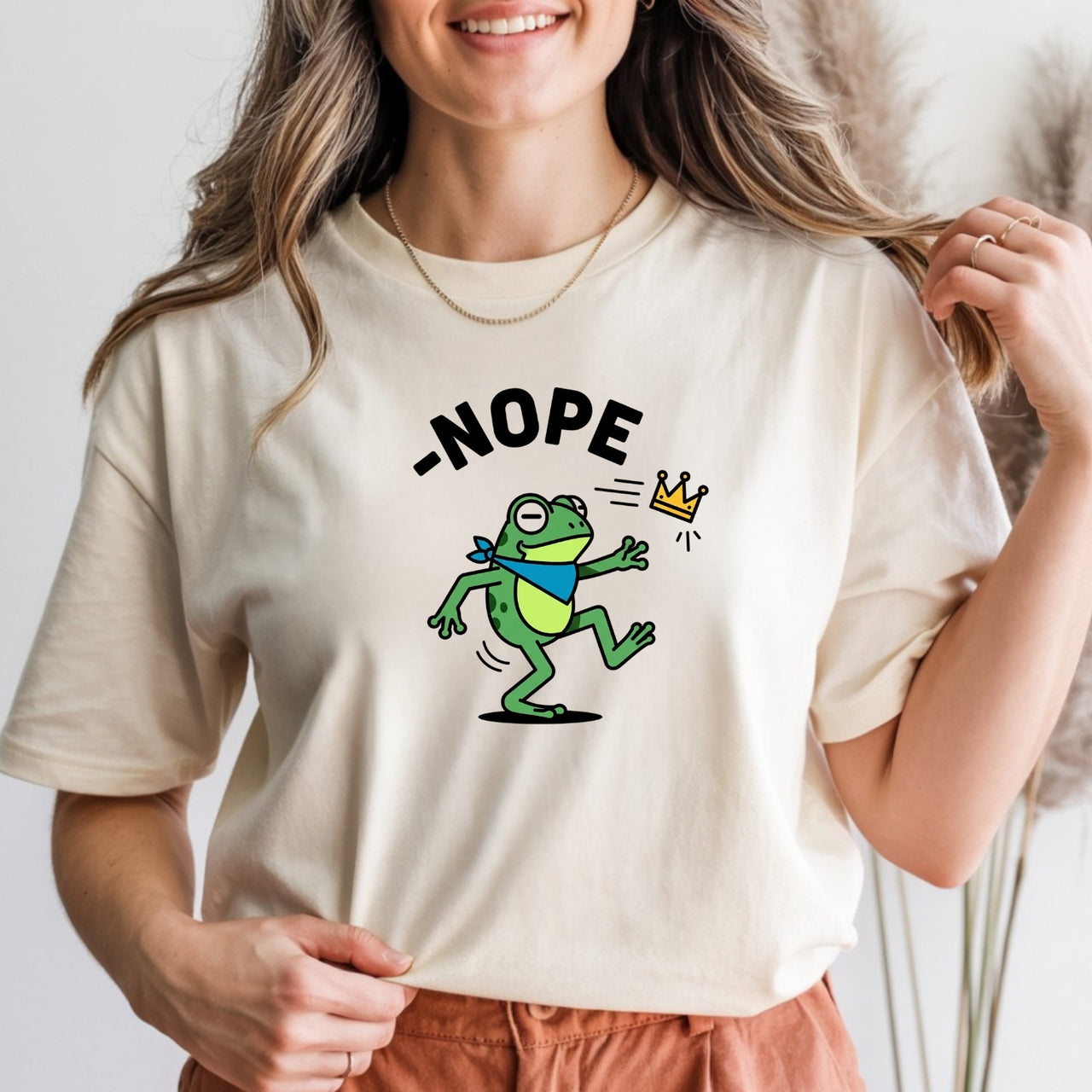 No Kings Streetwear T-Shirt – Frog Graphic Cotton Top for Men & Women