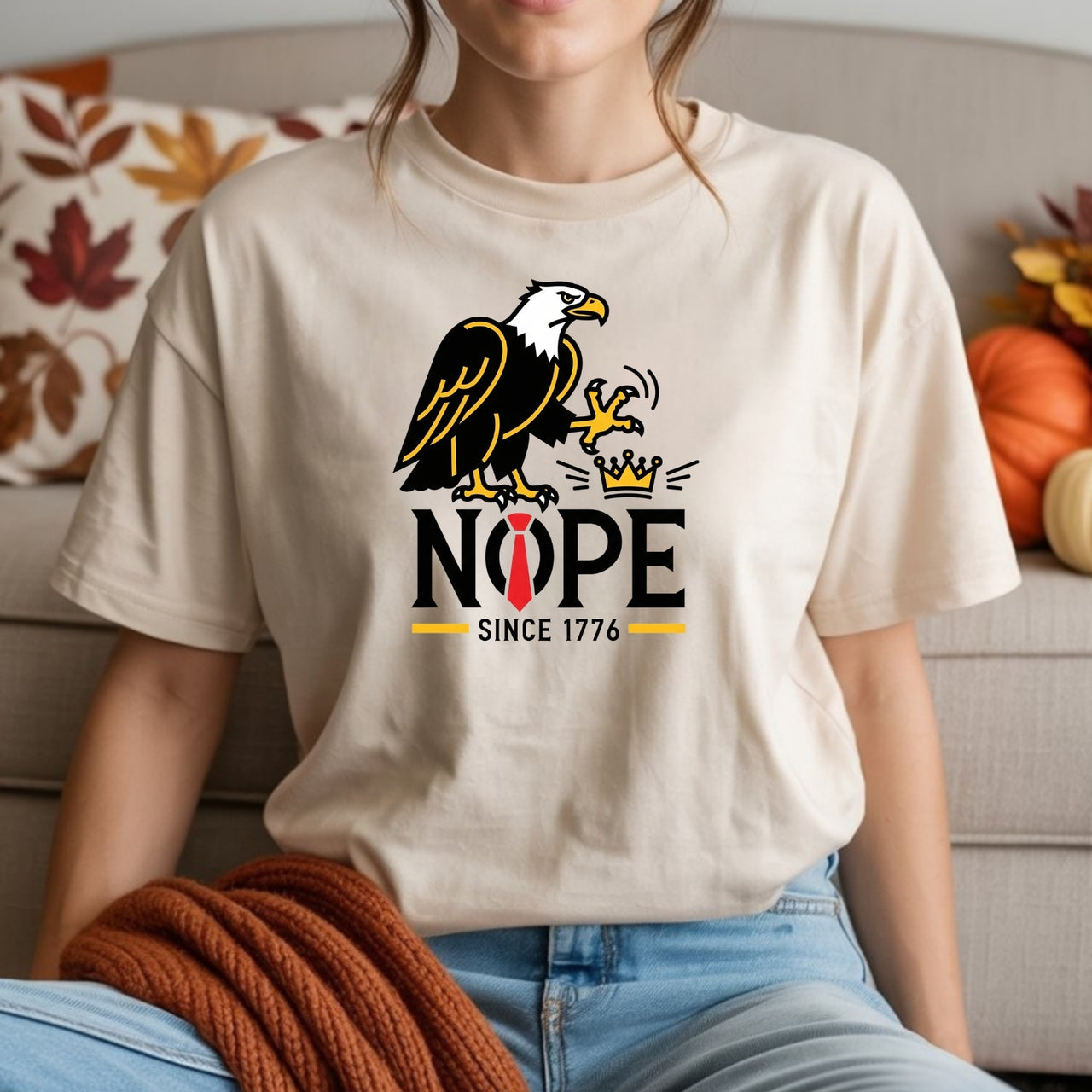 No Kings in America Shirt – Bald Eagle Graphic Tee – Funny Liberty Parody Top