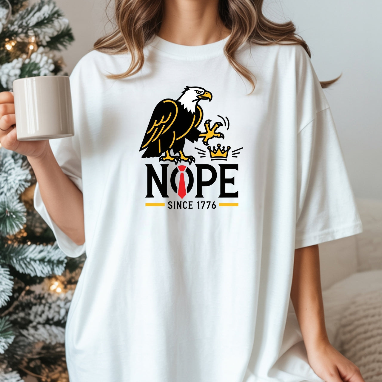 No Kings in America Shirt – Bald Eagle Graphic Tee – Funny Liberty Parody Top