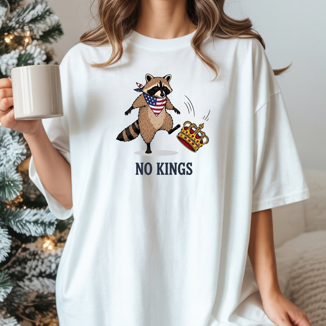 No Kings Raccoon T-Shirt – Funny American Rebel Tee – Patriotic Humor Graphic Top