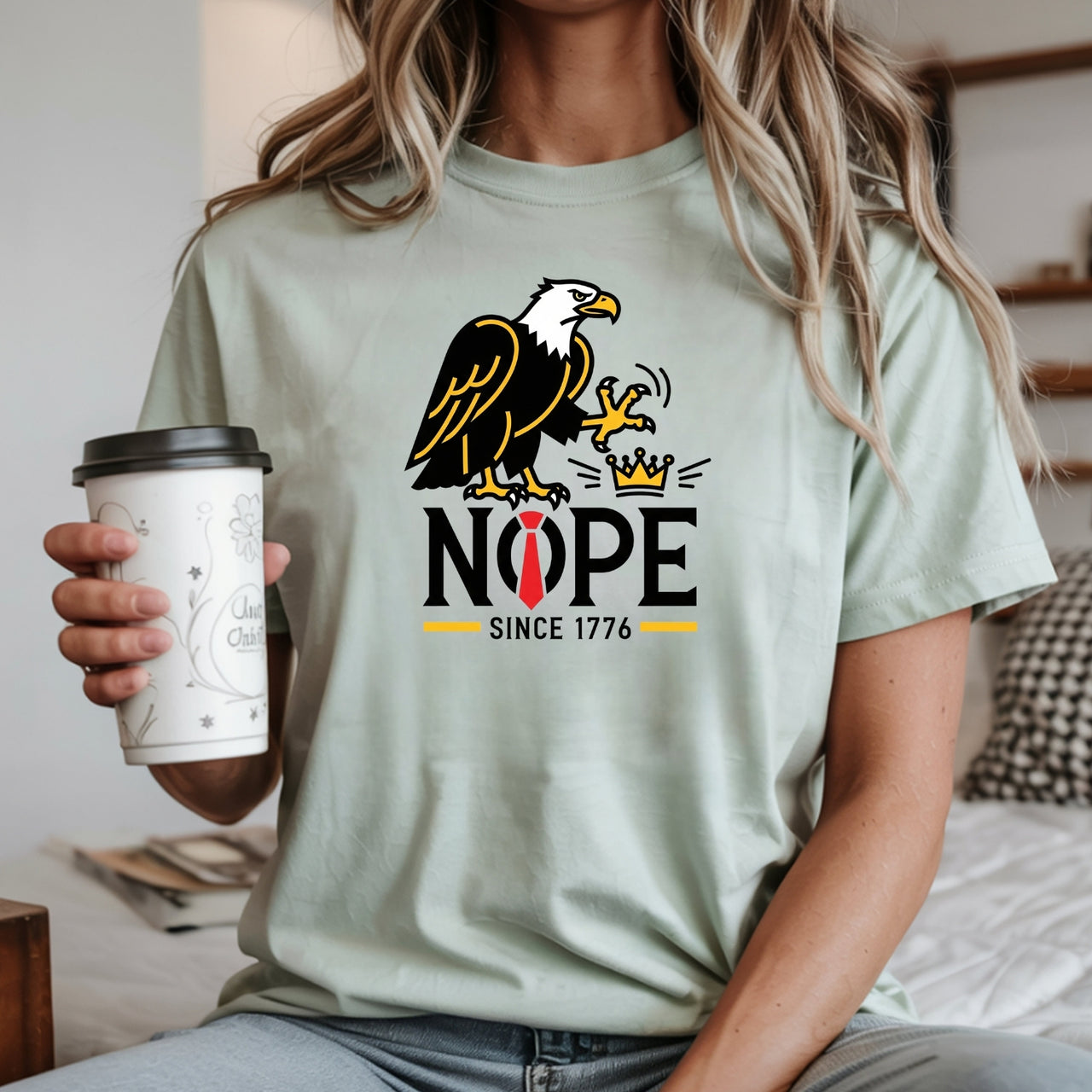 No Kings in America Shirt – Bald Eagle Graphic Tee – Funny Liberty Parody Top