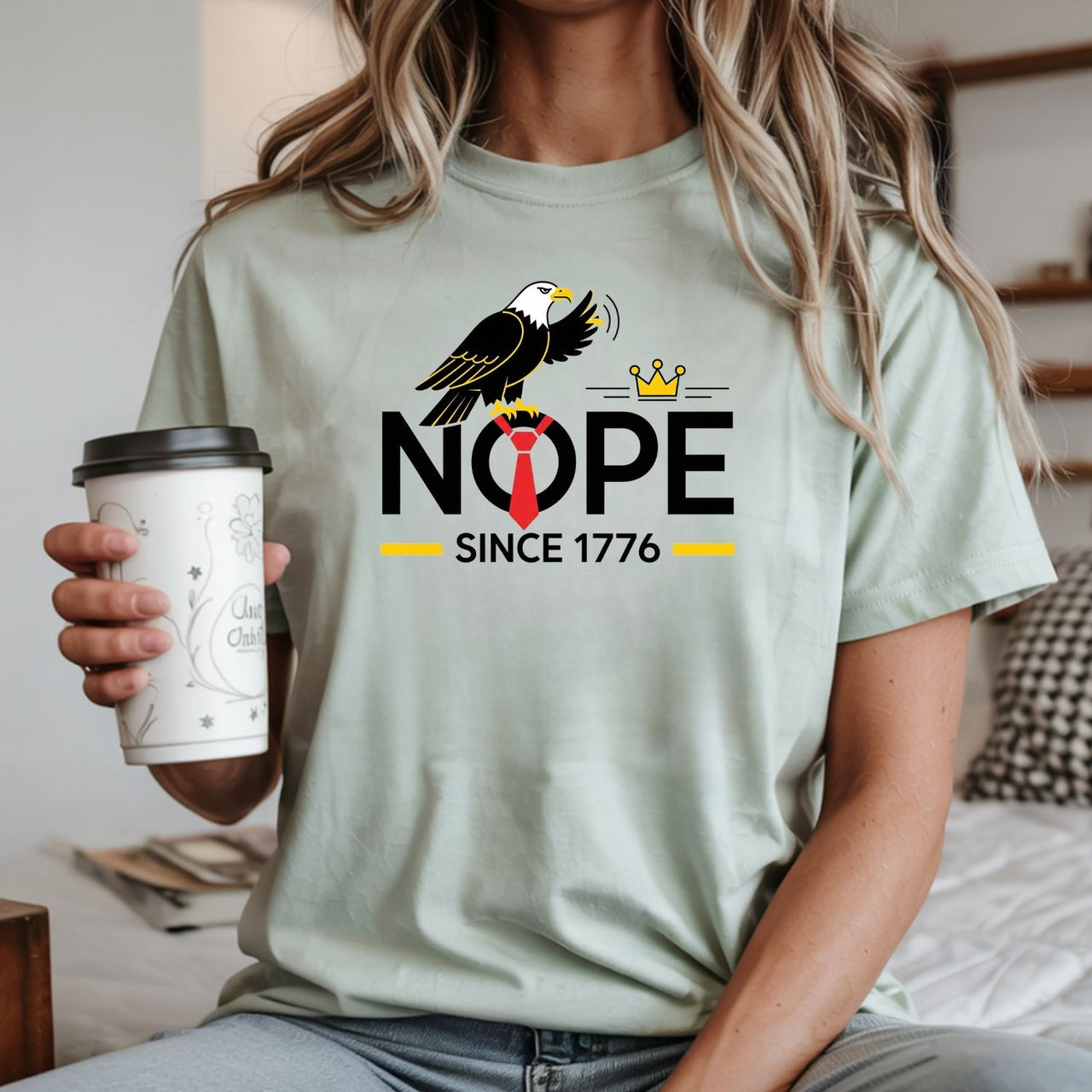 Bald Eagle NOPE Since 1776 T-Shirt – No Kings in America Tee – Funny Patriotic Freedom