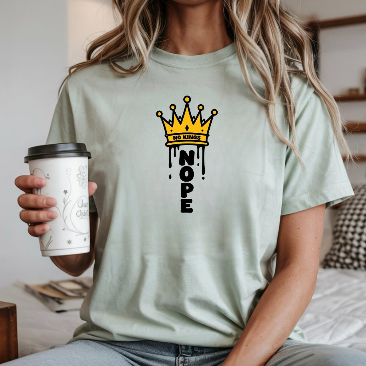 No Kings T-Shirt – Crown Graphic Tee, Patriotic Freedom Protest Design