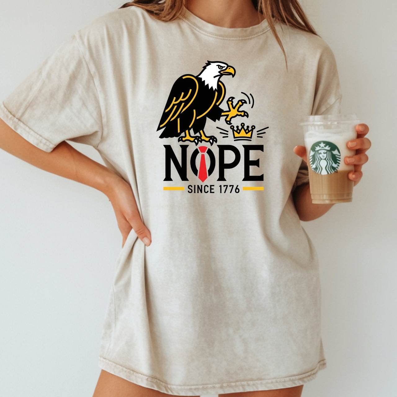 No Kings in America Shirt – Bald Eagle Graphic Tee – Funny Liberty Parody Top