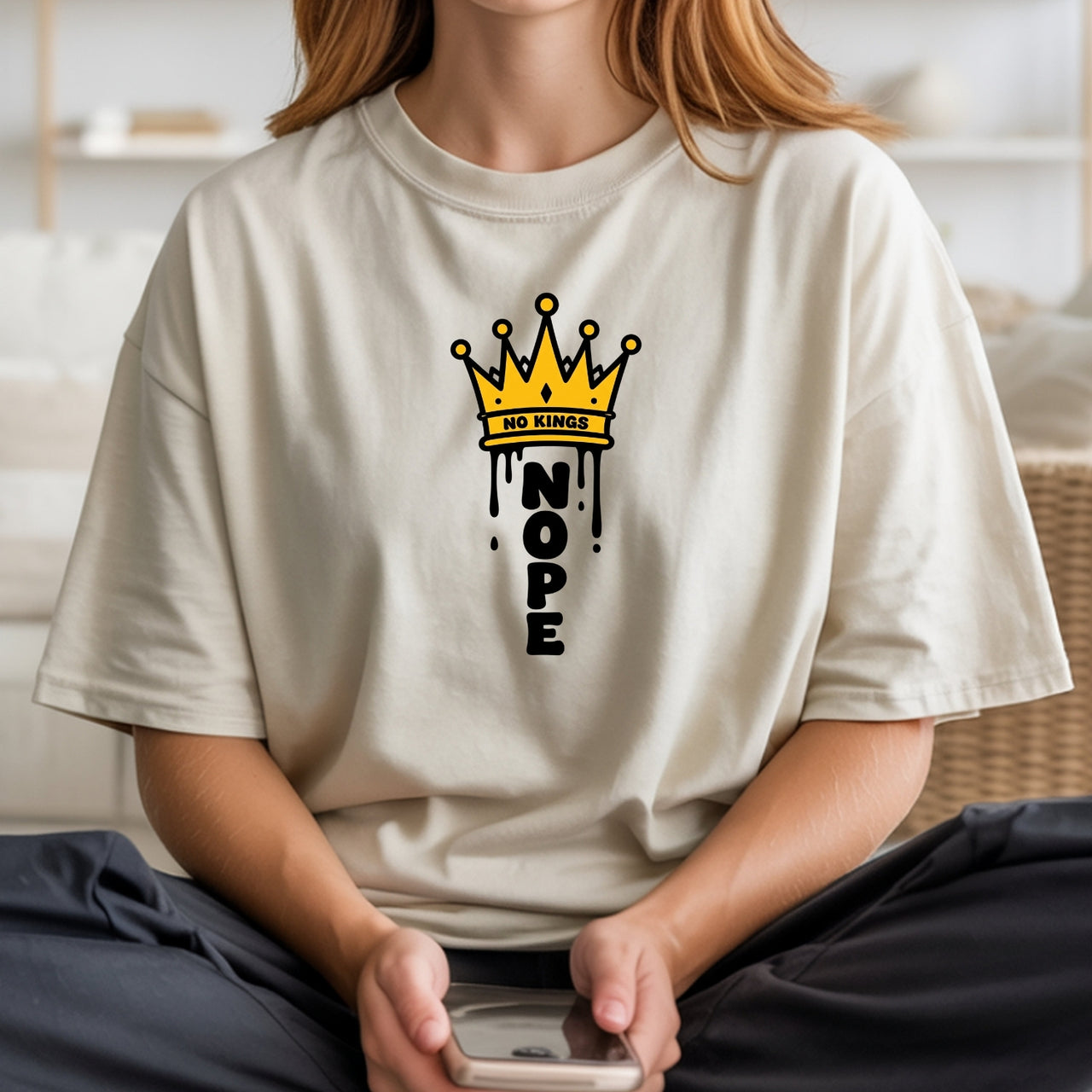 No Kings T-Shirt – Crown Graphic Tee, Patriotic Freedom Protest Design