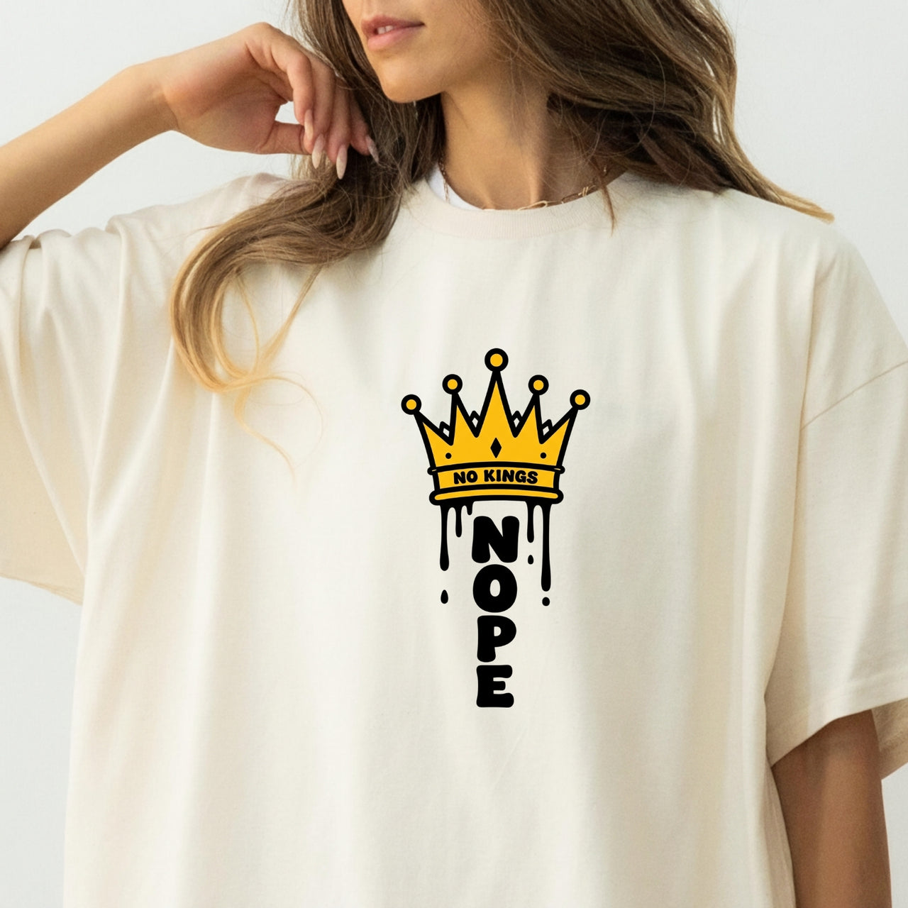 No Kings T-Shirt – Crown Graphic Tee, Patriotic Freedom Protest Design