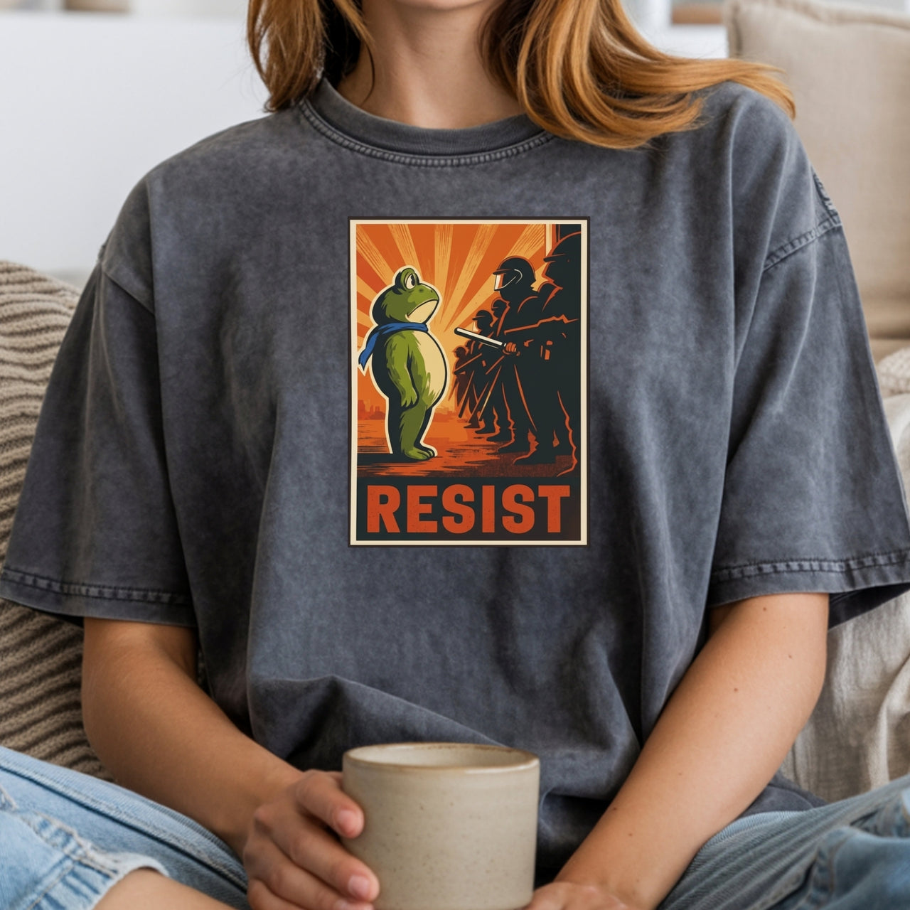 Portland Frog Shirt – Funny Rebel Graphic Tee – No Kings in America Parody Design