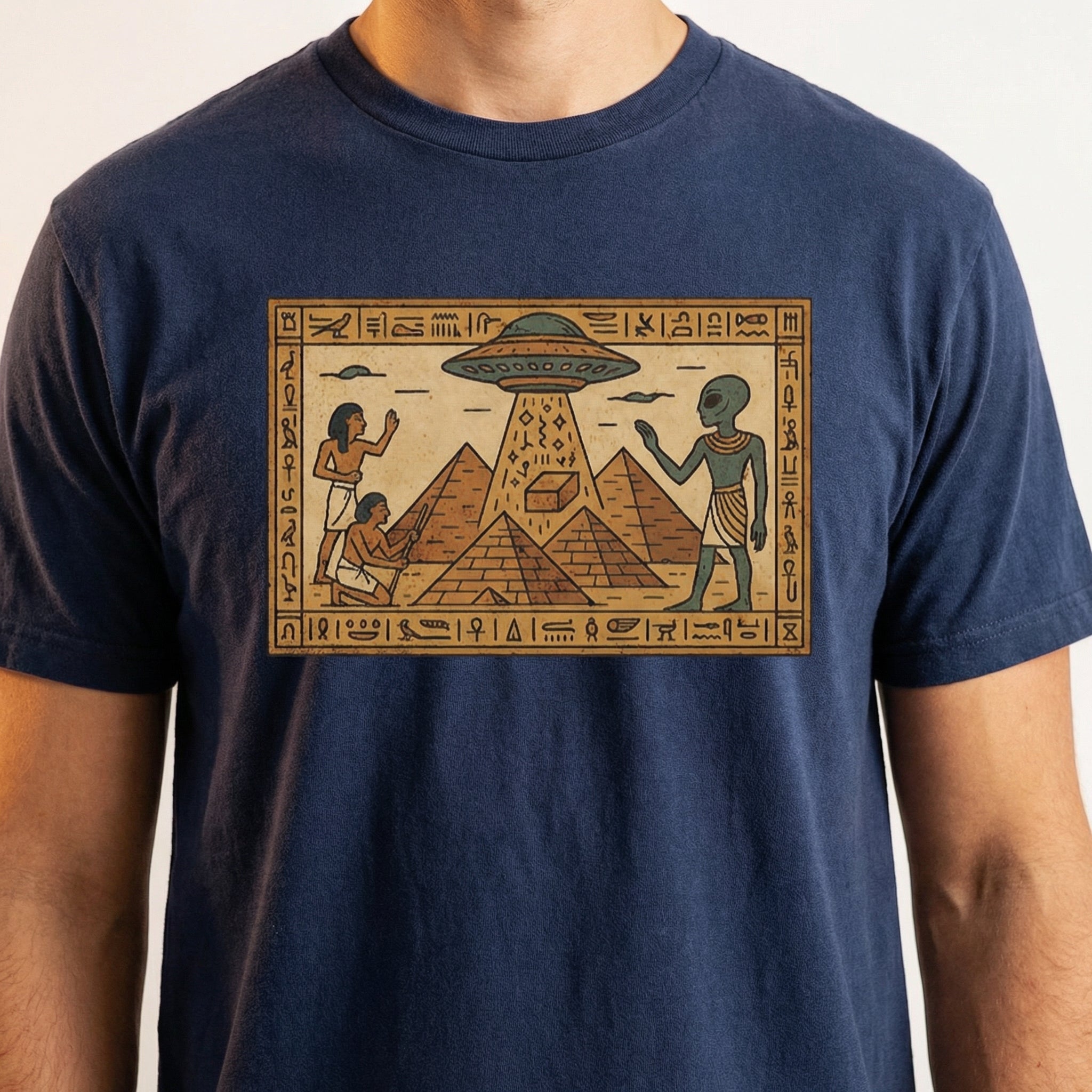 Ancient Astronaut UFO Pyramid Graphic T-Shirt – Vintage Alien