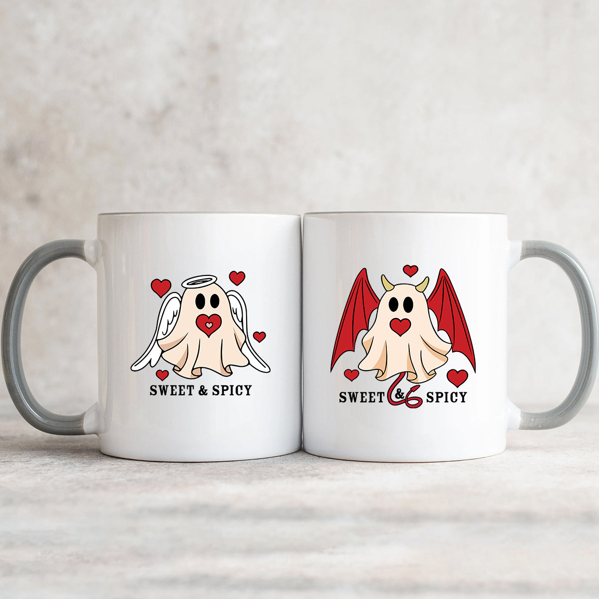 Angel & Devil Ghost Matching Mugs For Couples