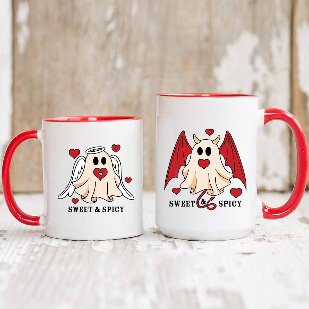 Angel & Devil Ghost Matching Mugs For Couples