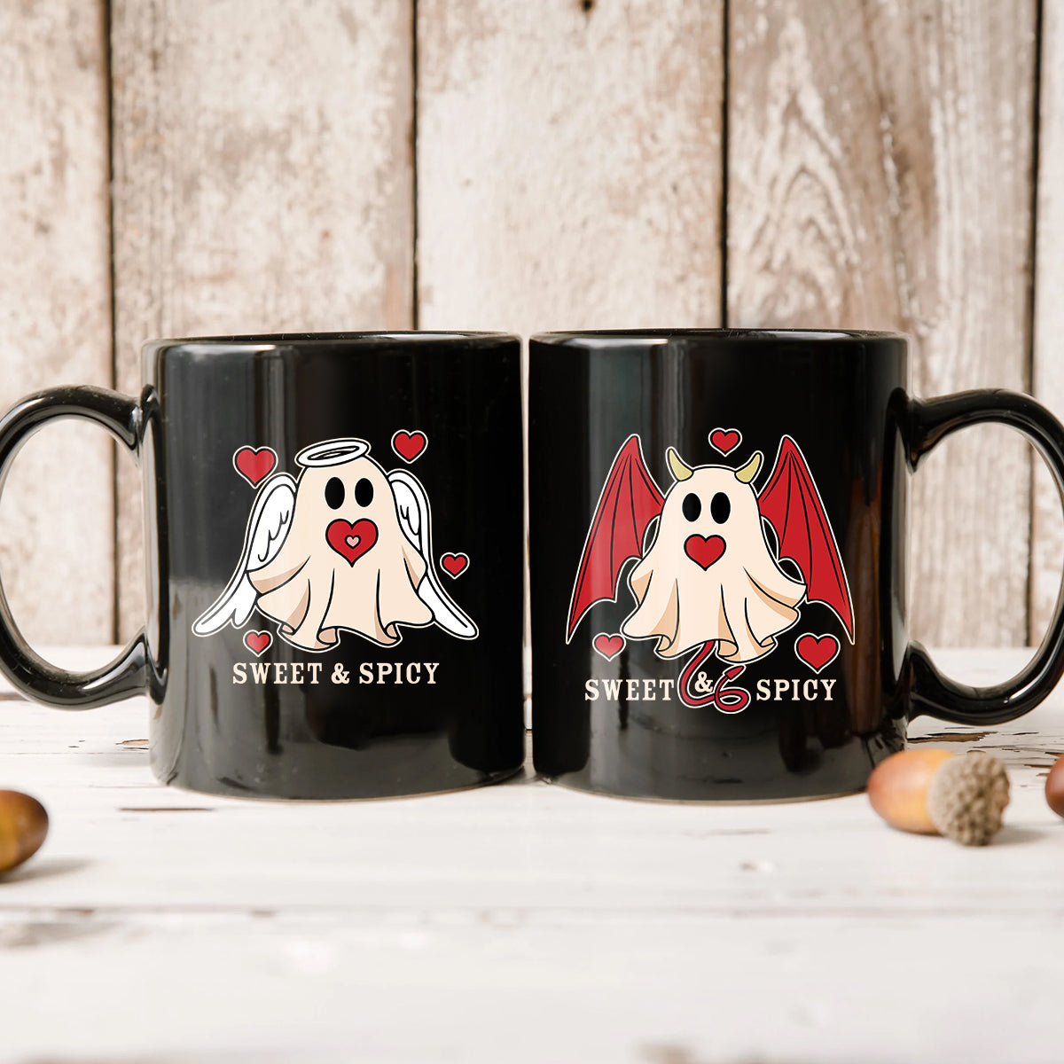 Angel & Devil Ghost Matching Mugs For Couples