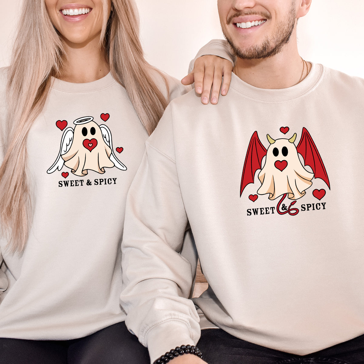 Angel & Devil Ghost Matching Hoodies For Couples
