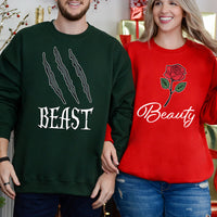 Beast and Beauty Rose Matching Hoodies For Couples