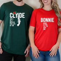 Bonnie Down To Ride Clyde She's All I Need Matching T-Shirts For Couples