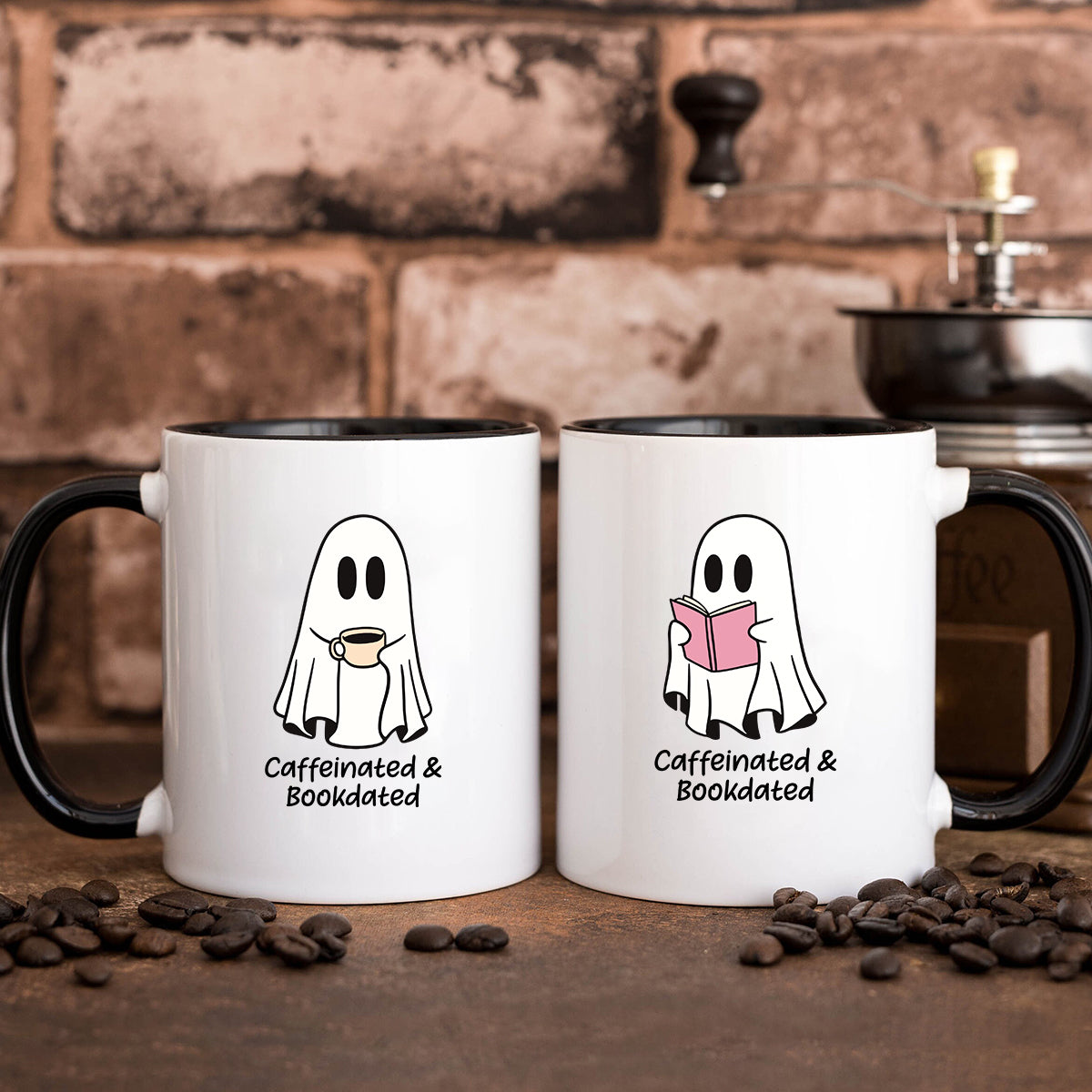 Book & Brew Ghost Matching Mugs For Couples