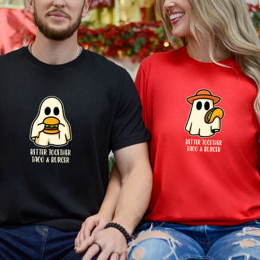 Burger & Taco Ghosts Matching T-Shirts For Couples