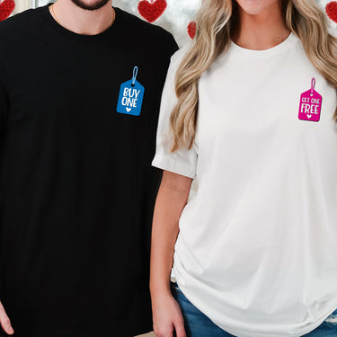 Buy One Get One Free Badge Matching T-Shirts For Couples