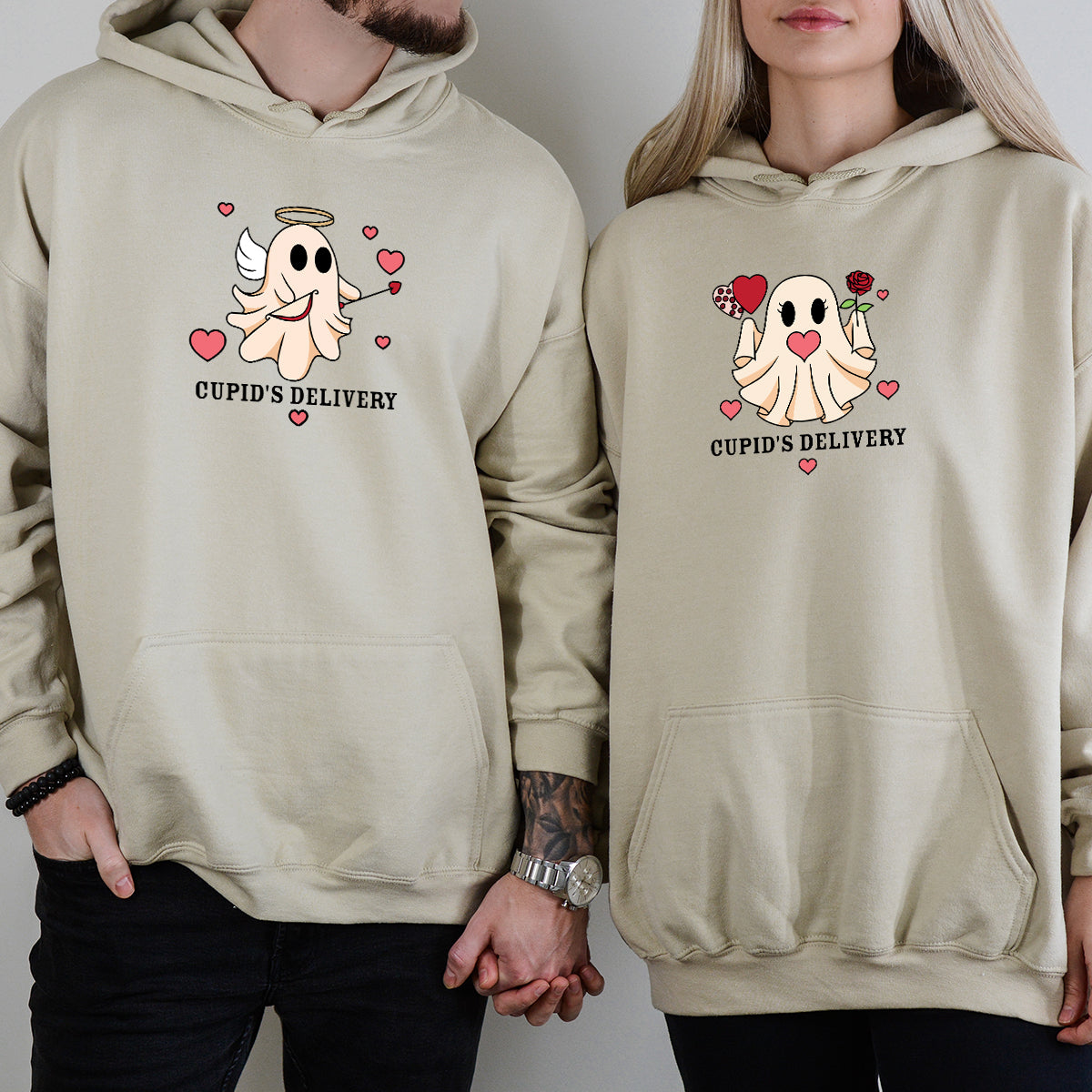 Cupid & Gift Ghost Matching Hoodies For Couples