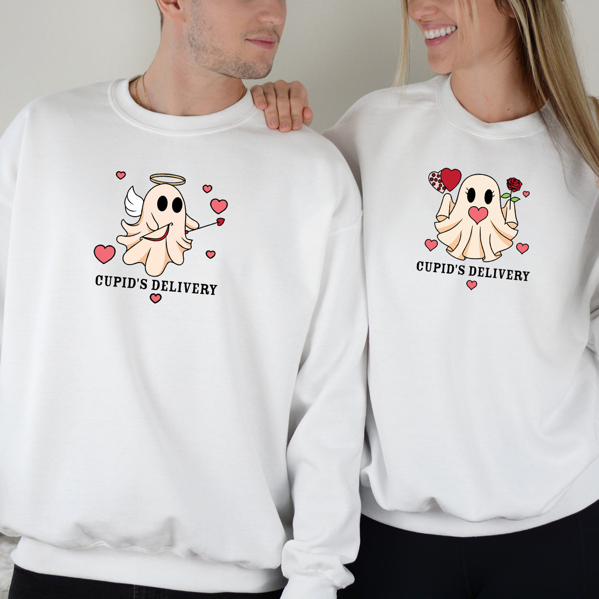 Cupid & Gift Ghost Matching Hoodies For Couples
