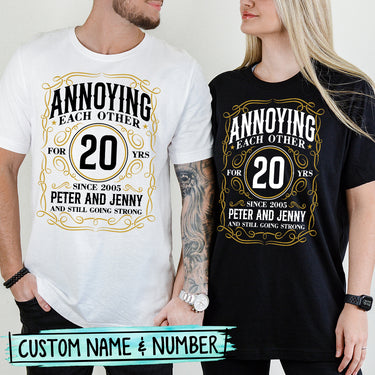 Custom Anniversary Annoying Each Other with Name Matching T-Shirts For Couples