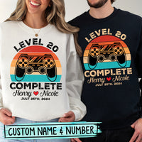 Custom Vintage Anniversary Level Complete with Name Matching Hoodies For Couples