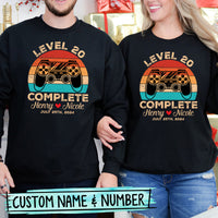 Custom Vintage Anniversary Level Complete with Name Matching Hoodies For Couples