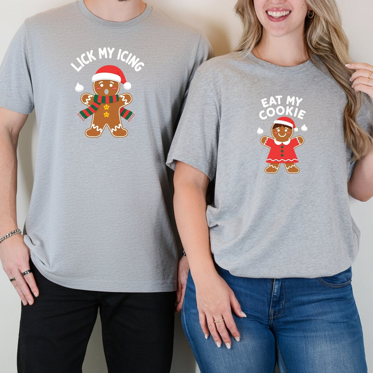 Eat My Cookies Funny Gingerbread Matching T-Shirts For Couples