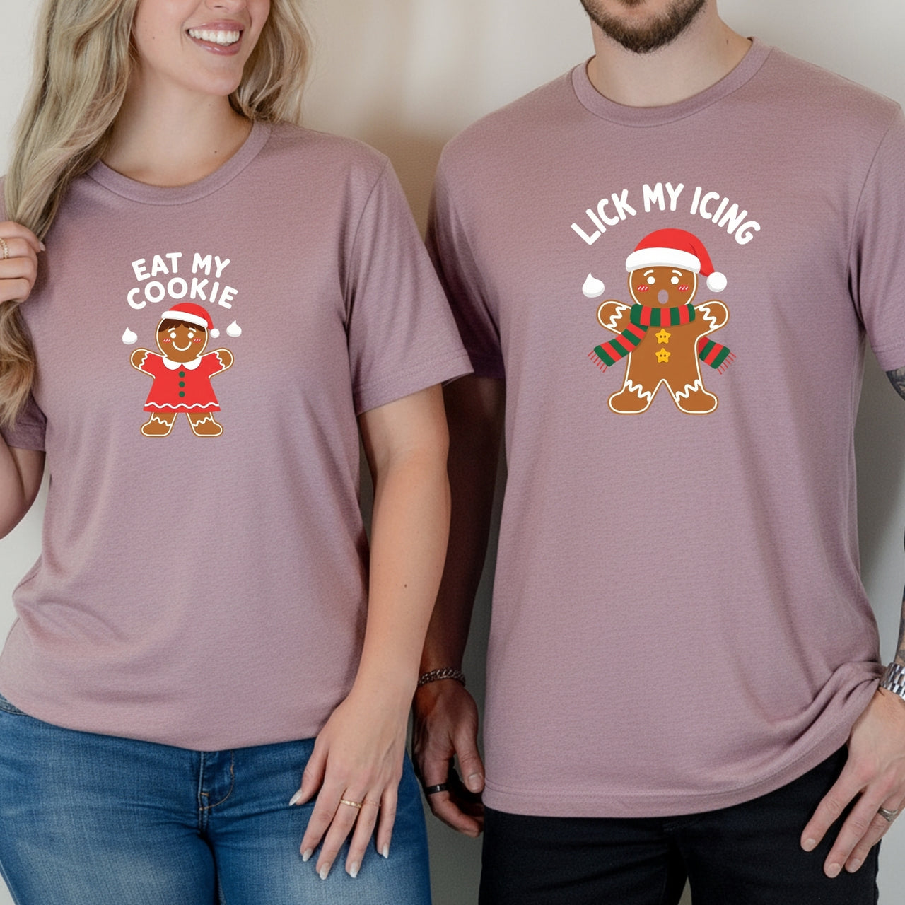 Eat My Cookies Funny Gingerbread Matching T-Shirts For Couples