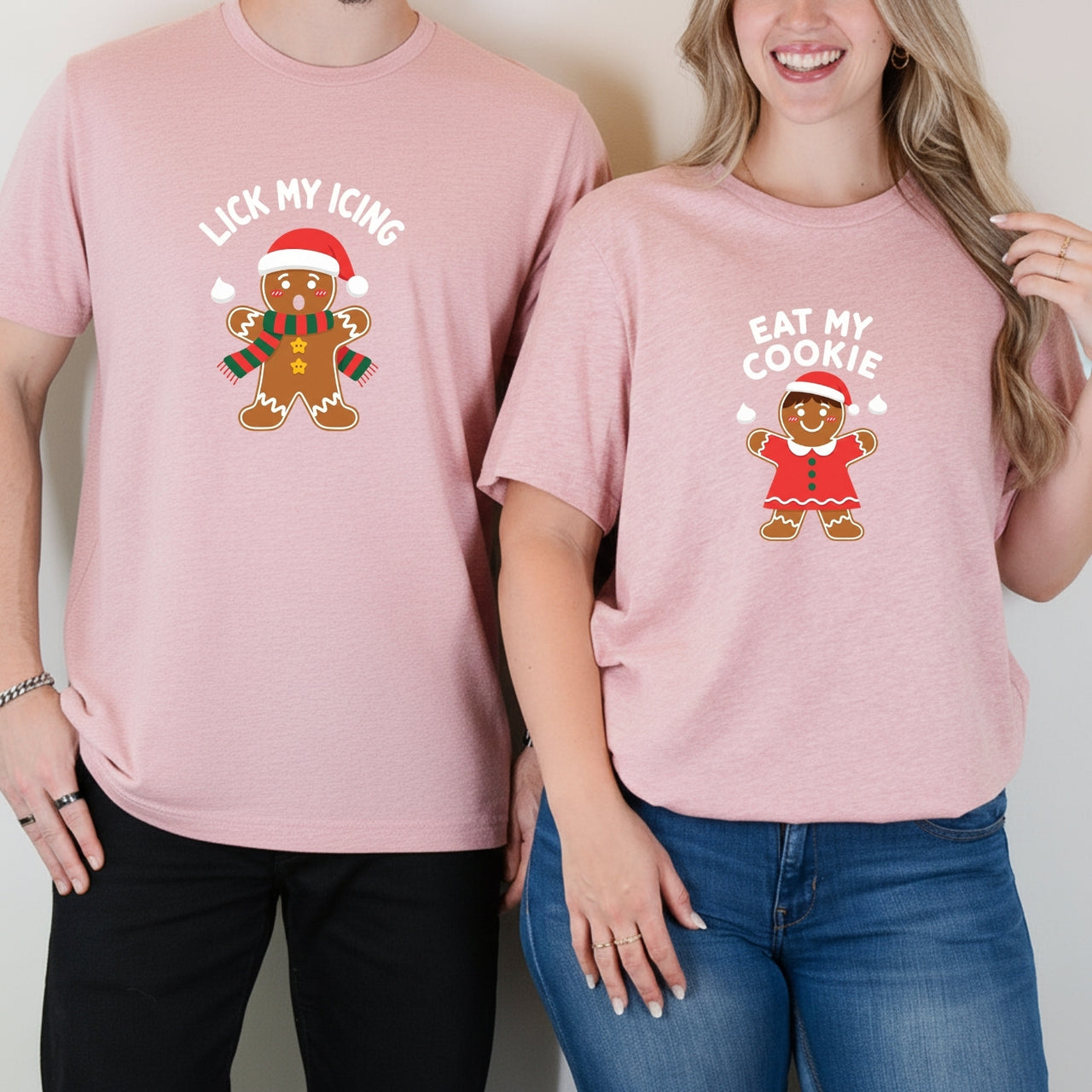 Eat My Cookies Funny Gingerbread Matching T-Shirts For Couples