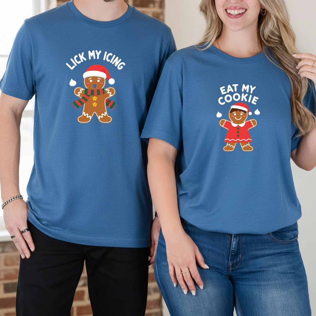 Eat My Cookies Funny Gingerbread Matching T-Shirts For Couples