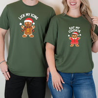 Eat My Cookies Funny Gingerbread Matching T-Shirts For Couples
