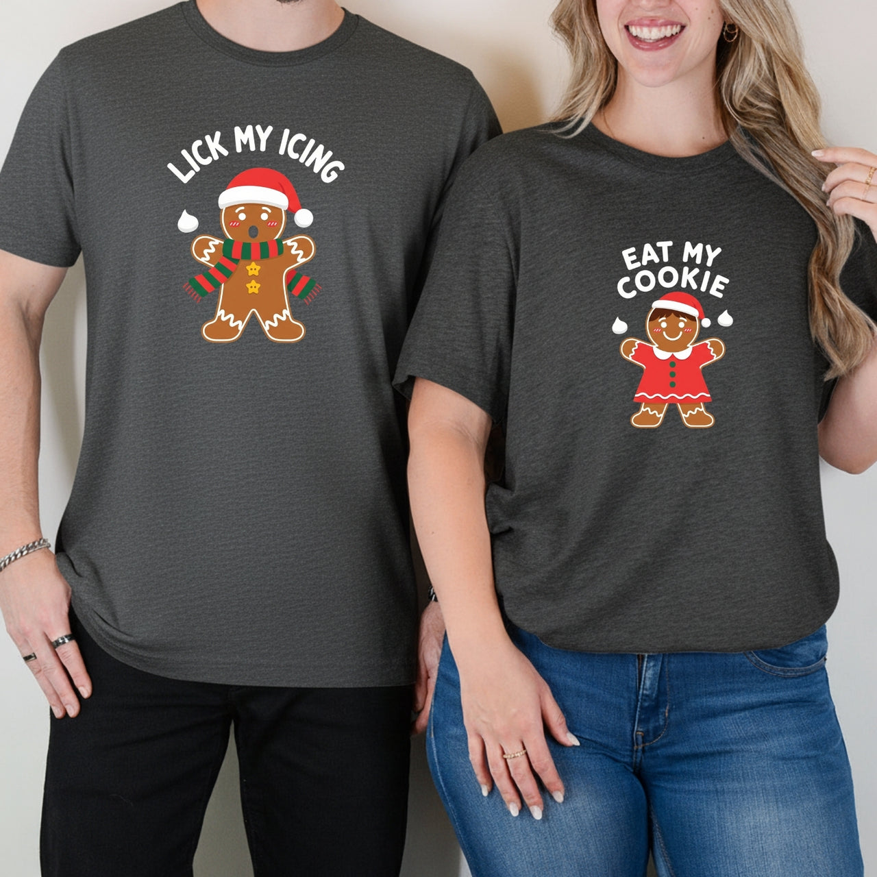 Eat My Cookies Funny Gingerbread Matching T-Shirts For Couples