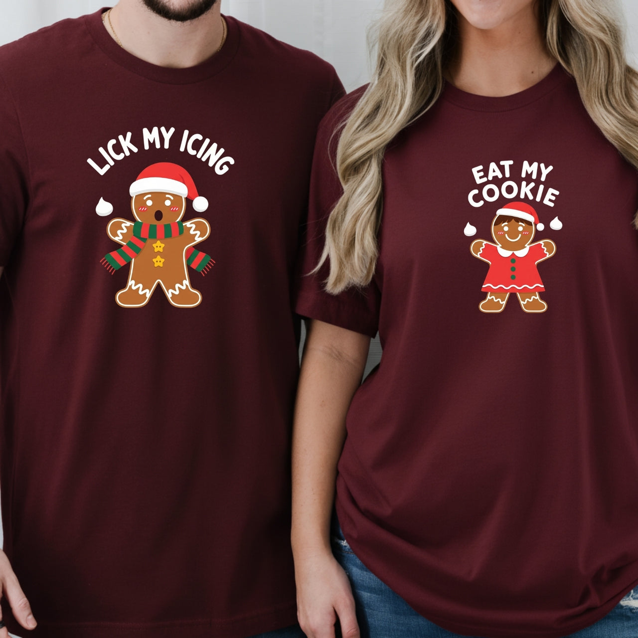 Eat My Cookies Funny Gingerbread Matching T-Shirts For Couples
