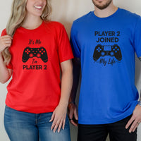 Gamer Player 2 Joined My Life It's Me Player 2 Matching T-Shirts For Couples