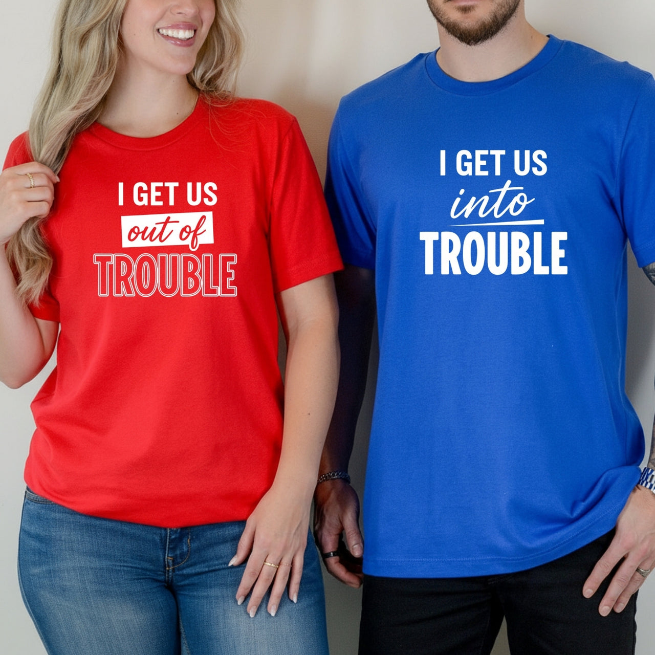 Get Into Trouble Duo Matching T-Shirts For Best Friends