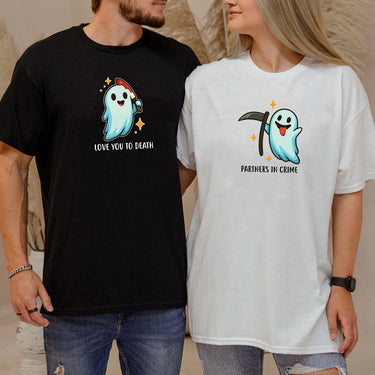 Ghost with Scythe & Ghost with Knife Matching T-Shirts For Couples