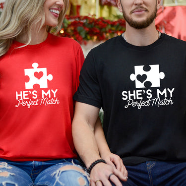 He She My Perfect Match Matching T-Shirts For Couples