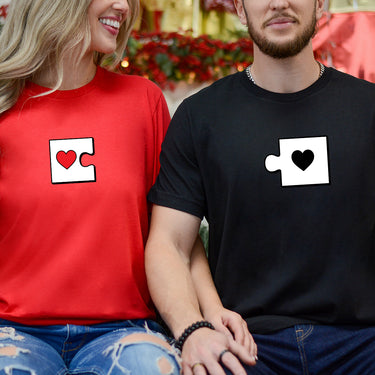Heart Puzzle Matching T-Shirts For Couples