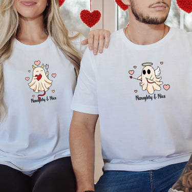 Heaven or Hell Ghost Matching T-Shirts For Couples