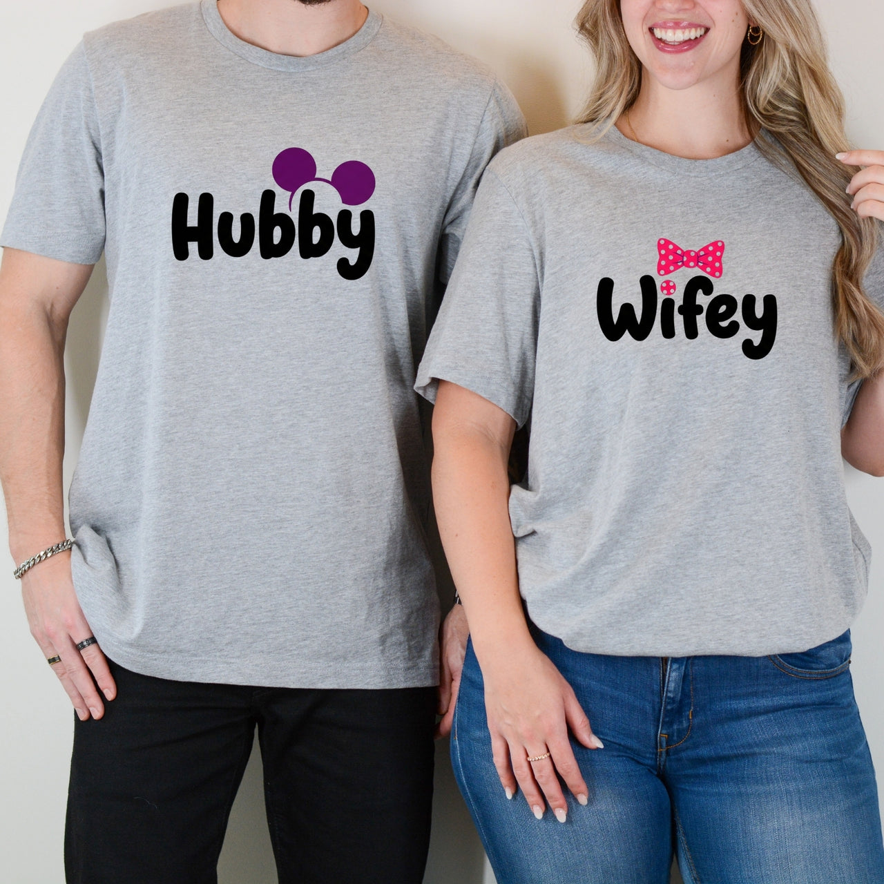 Hubby Wifey Bowtie Matching T-Shirts For Couples