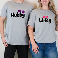Hubby Wifey Bowtie Matching T-Shirts For Couples