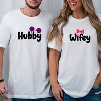Hubby Wifey Bowtie Matching T-Shirts For Couples