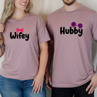 Hubby Wifey Bowtie Matching T-Shirts For Couples