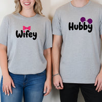 Hubby Wifey Bowtie Matching T-Shirts For Couples