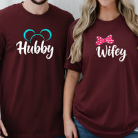 Hubby - Wifey Bowtie Matching T-Shirts For Couples